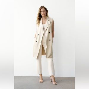 NWT Zara Belted Faux Suede Vest